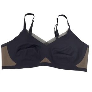 Honeylove Bra Womens XL Black Crossover Mesh Wireless V Neck Adjustable Straps